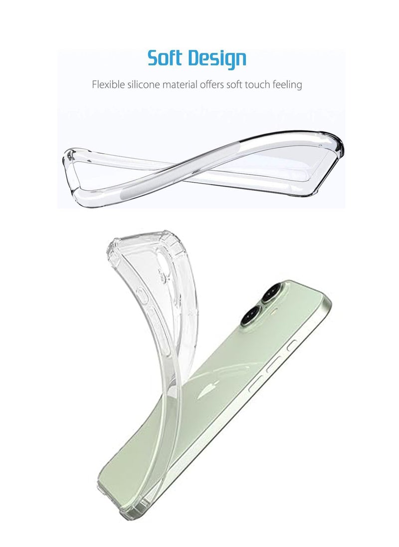 Generic - For iPhone 16 Plus - Ultra Clear Flexible Shockproof Silicone  Back Cover With Raised Edge Bumps Protection - Transparent - Image 1