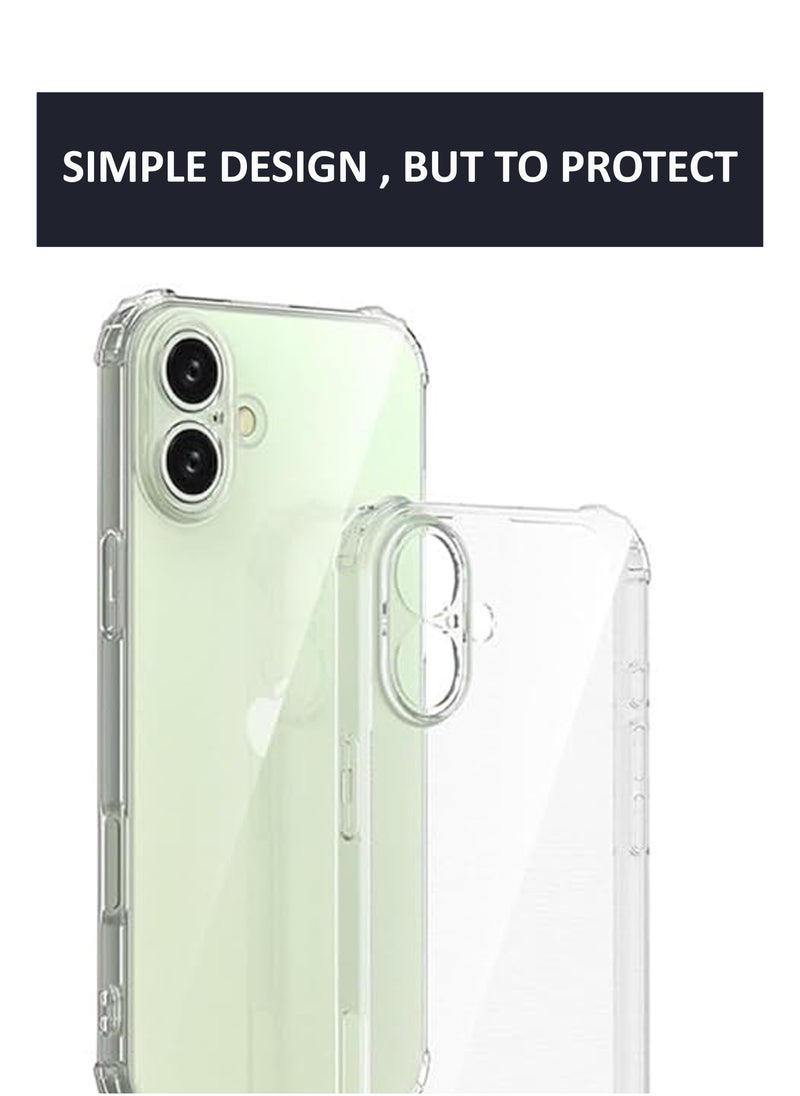 Generic - For iPhone 16 Plus - Ultra Clear Flexible Shockproof Silicone  Back Cover With Raised Edge Bumps Protection - Transparent - Image 1