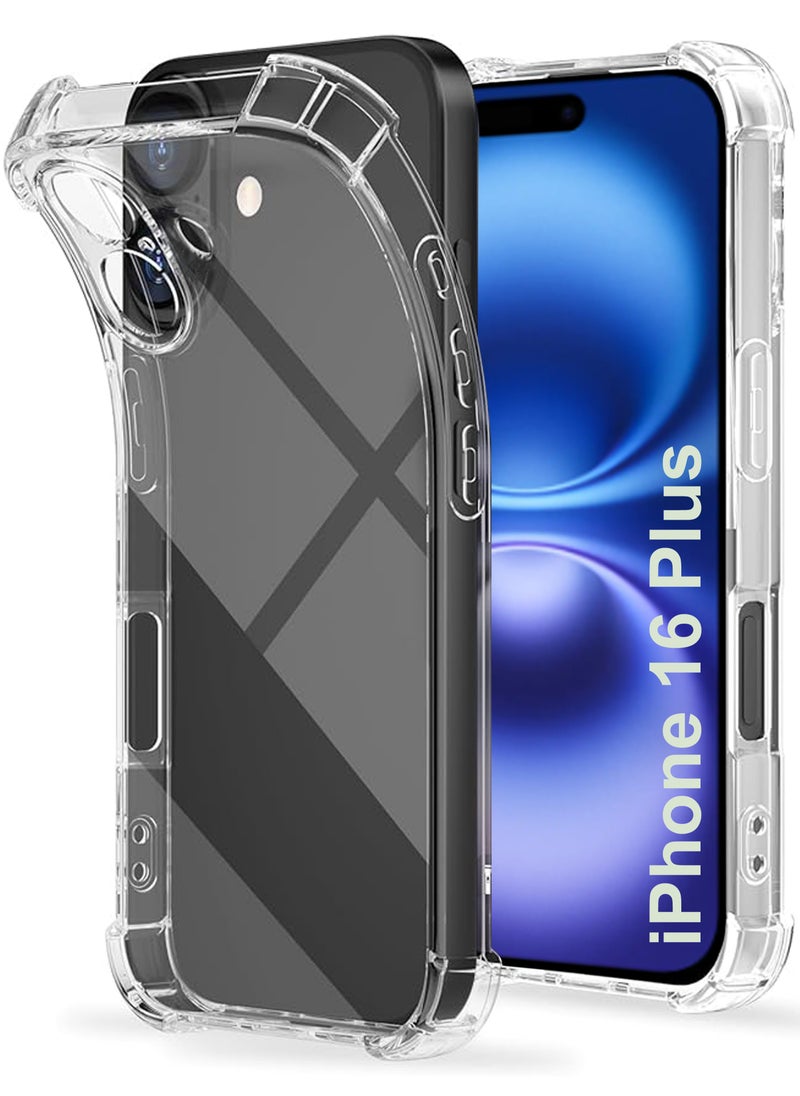 Generic - For iPhone 16 Plus - Ultra Clear Flexible Shockproof Silicone  Back Cover With Raised Edge Bumps Protection - Transparent - Image 1