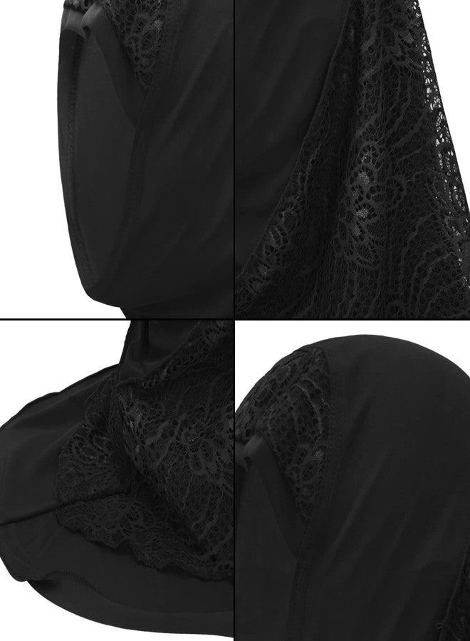 Ylucky Women Muslim Hijab Scarf Floral Lace Head Scarf Girls Islamic Arab Head Wrap Shawls - Image 5