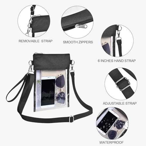USPECLARE Clear Crossbody Purse Bag Stadium Approved Clear Tote Bag for Work Concert Sports(Clear Black) - Image 4