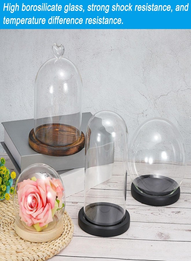 PATIKIL 4.9" Clear Cloche Glass Dome, Glass Bell Jar Globe Display Case Tabletop Centerpiece with Black Wooden Base for Succulents Christmas Decor - Image 4