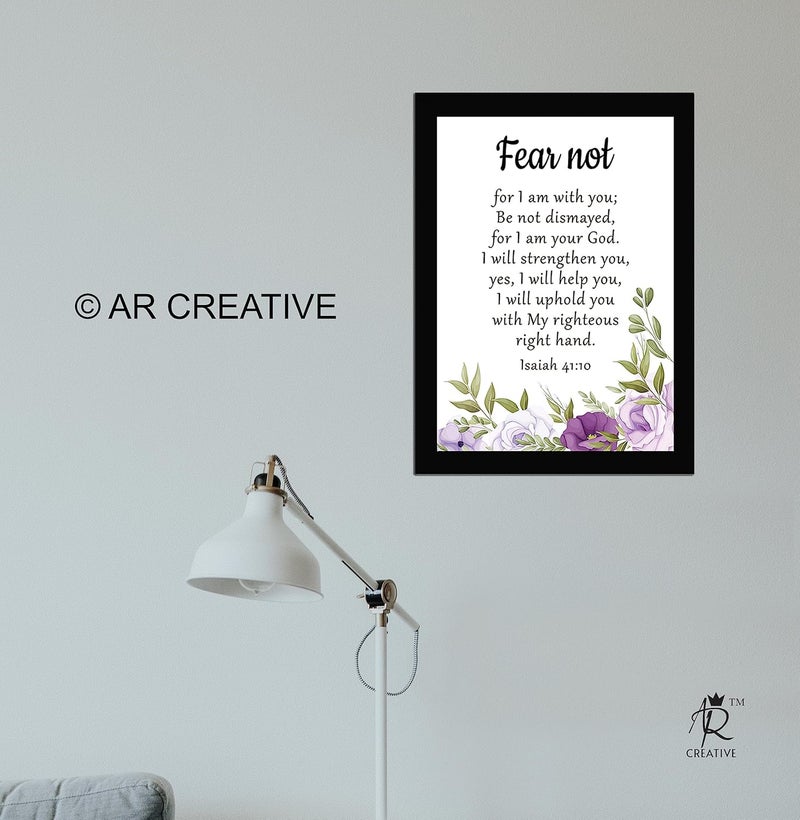 AR Creative Synthetic Fear Not Bible Verse Wall Photo Framed Wall Poster Bible Quotes Print With Frame Home Bible Quotes Poster 136 Inch X 102 InchMulticolor - Image 3