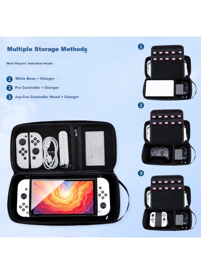 Jemdo Switch Storage Case Protective Shell Oled Storage Box Tempered Glass Screen Protector Joy-Con Controller Grip Full Set Accessories Ns/Lite Card Box Anti-Drop Hard Case - Image 2