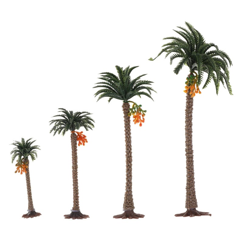 Realistic Miniature Coconut Tree Model 4Pcs Tropical Palm Plants For Sand Table Decor - Image 2
