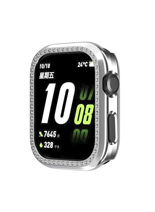 BURAQ For Huawei Watch D2 Single Row Diamond Half Coverage PC Hollow Watch Case(Silver) - Image 2