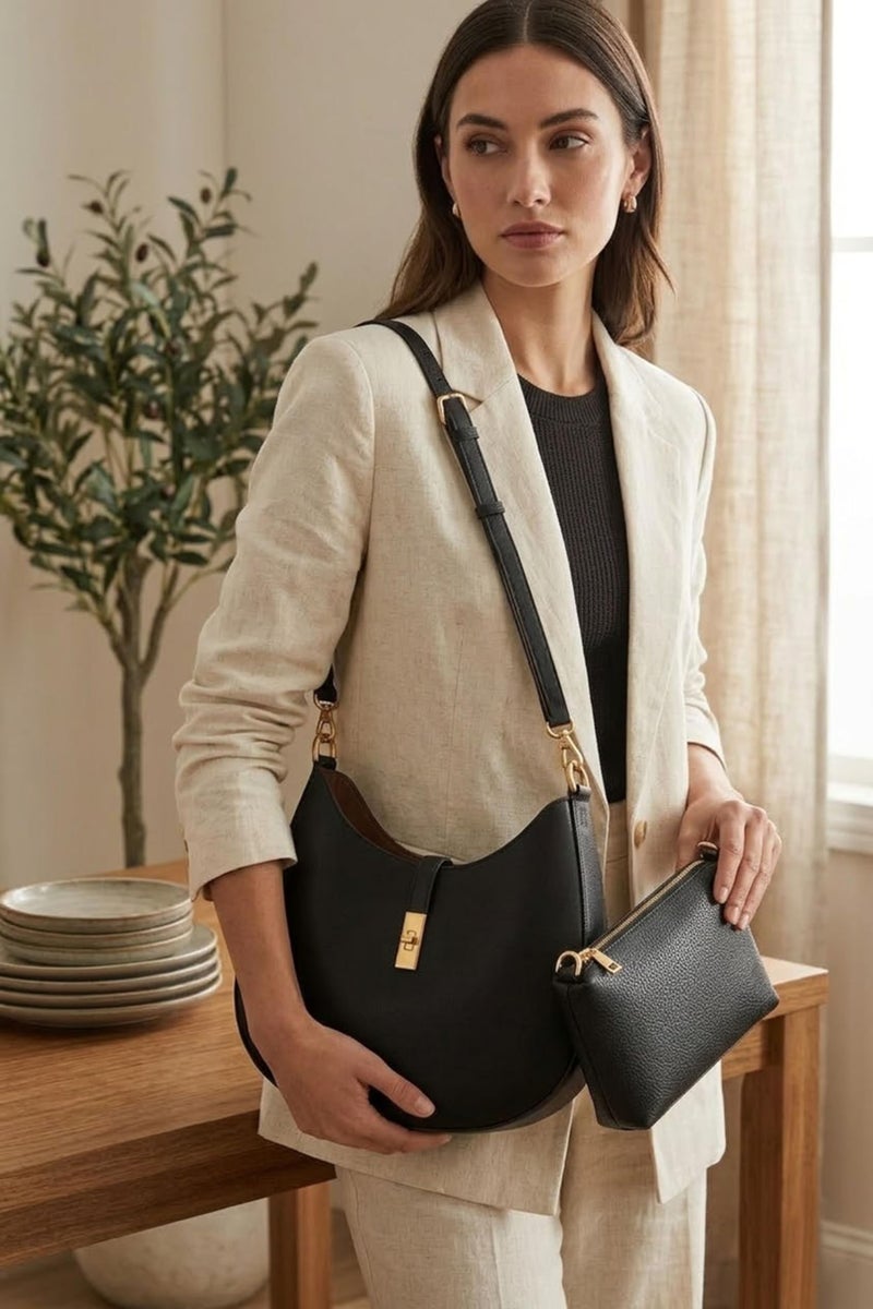 SIBY Saddle Shoulder Bags for Women's (Black) - Image 5