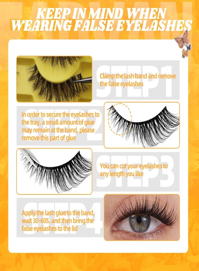 FADVAN Mink Lashes Natural Fluffy False Eyelashes 3D Volume Wispy Lashes Cateye Medium Length fake eyelashes with Clear Lash Glue Pestañas Postizas Naturales 10 Pairs-Lz201 - Image 5
