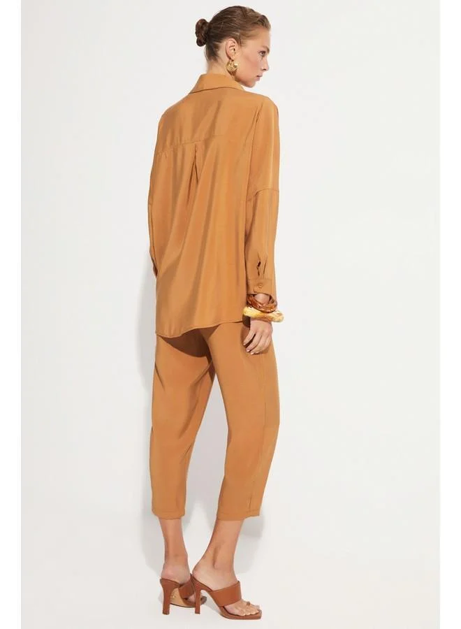 JUNE June Loose Fit Shirt-Trouser Set Brown