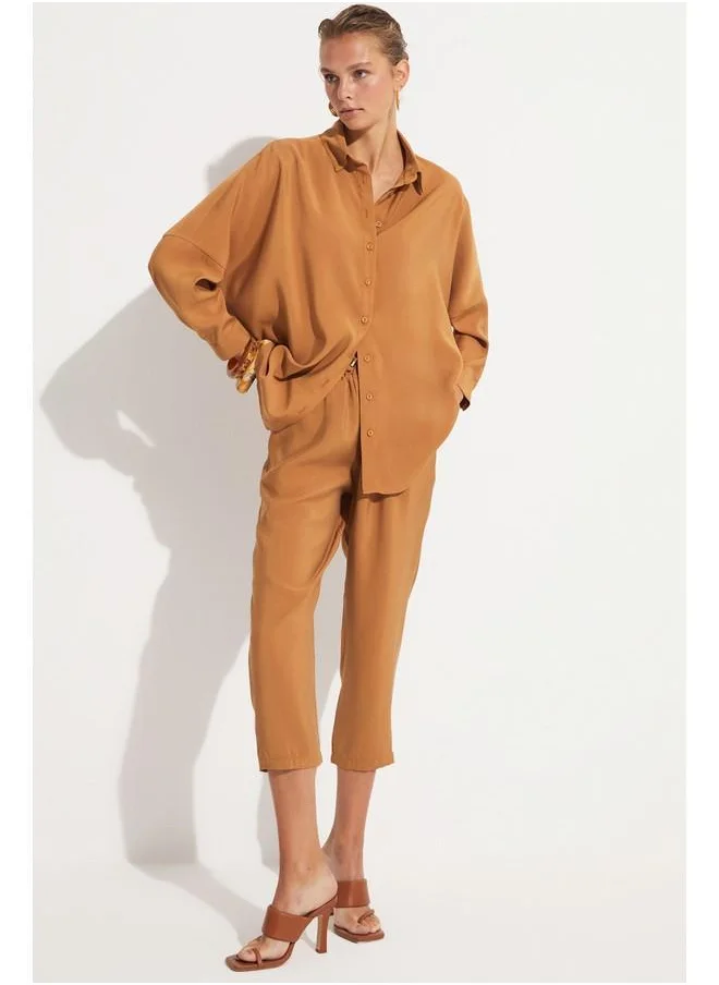 JUNE June Loose Fit Shirt-Trouser Set Brown