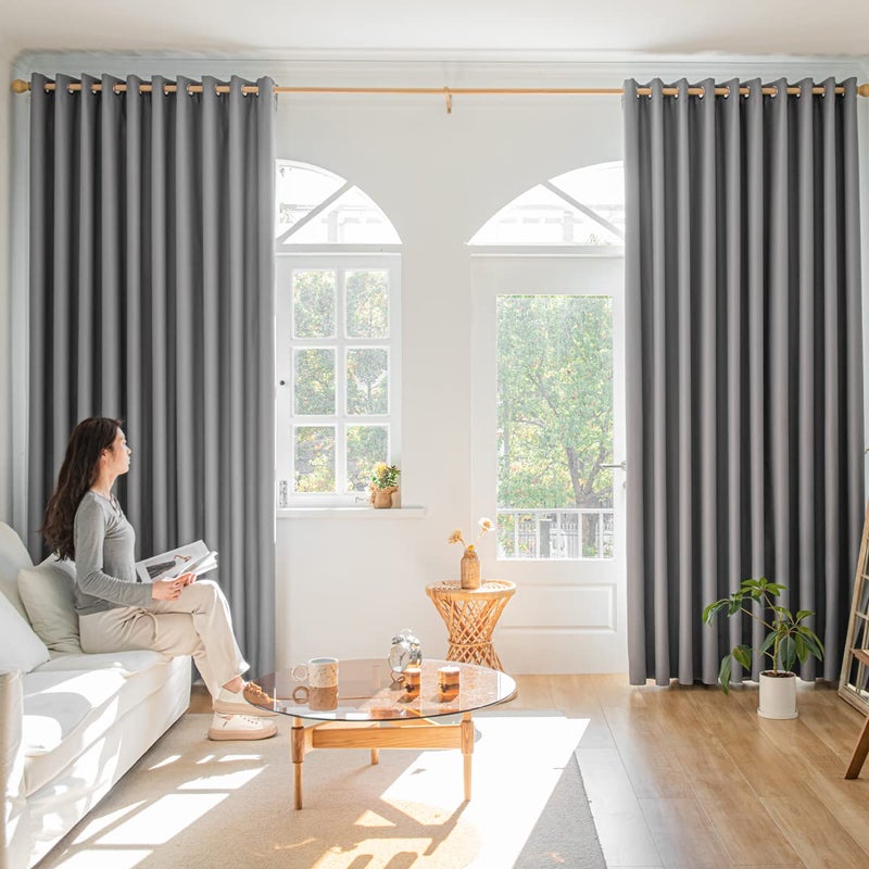 MOONVAN Window Grey Blackout Curtains for Bedroom 84 inches Long 2 Panels Set Grommet Blackout Drapes Energy Saving Noise Reducing Thermal Insulated for Bedroom Living Room Nursery