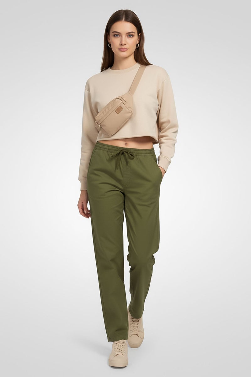 VANS سروال نسائي مستقيم بقصة مريحة، أخضر - Image 1