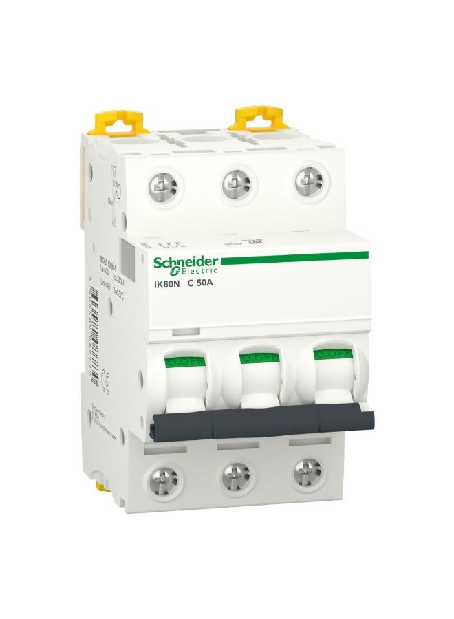 Schneider Electric Schneider Electric Acti9 Ik60N, 3P, 50 A Miniature Circuit-Breaker, C Curve, 6000 A (Iec 60898-1) 
