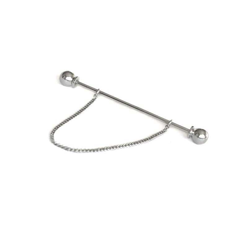 TRIPIN Silver Collar Bar with Removable Chain for Men Women Kids Corporate Party French Cuff Shirts Shirt Suit Blazer in A Gift Box TNSPSIL378 (PACK OF 2) - Image 1