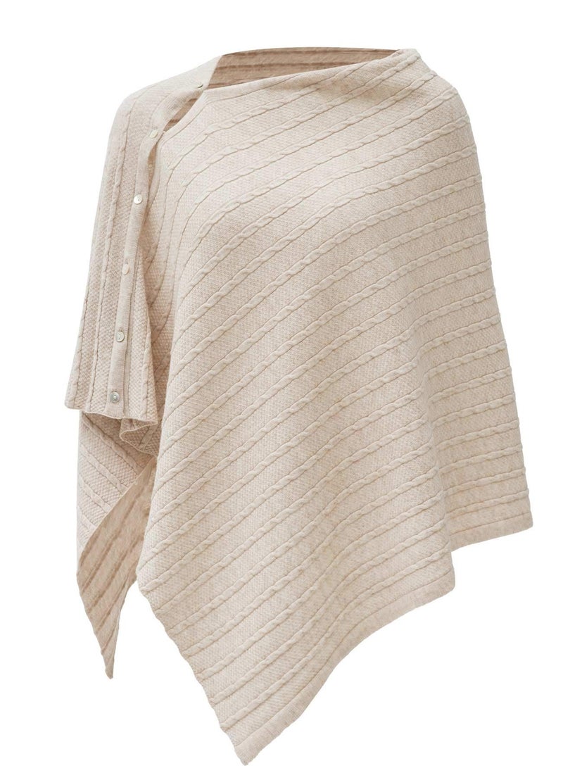 PULI Women's Versatile Knitted Shawls Scarf Poncho Sweater with Buttons Lightweight Spring Summer Fall Wraps Cable - Image 2