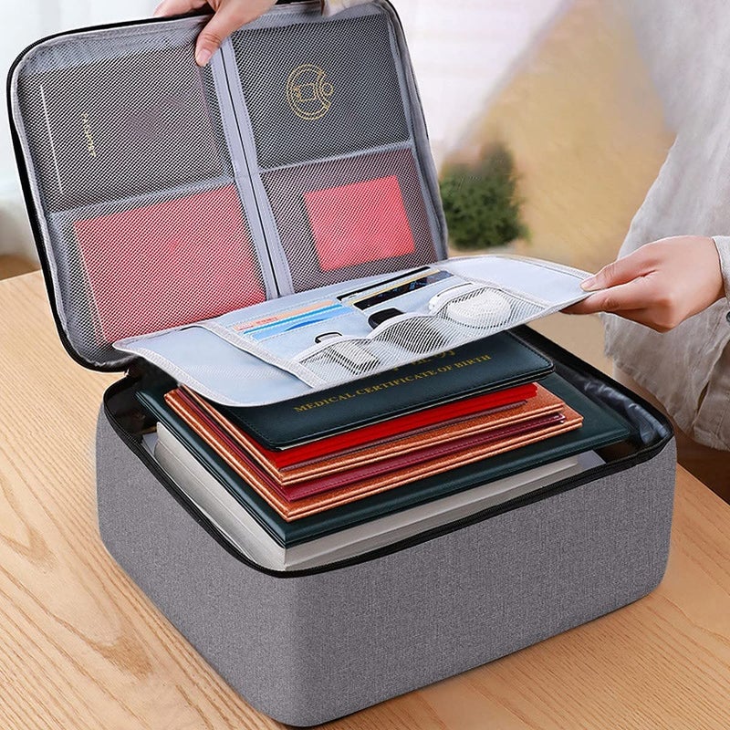 Dangfly Professional Document Holder File Storage Document Bag File Folders for Certificates, Portfolio, Executive File Store A4 Documents Holder Multipurpose PP Office Home (Document Bag), Grey - Image 1