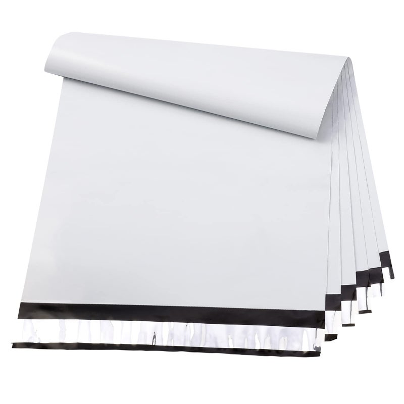 Metronic أكياس شحن بولي ميتروينك 19x24 بوصة 100 قطعة | أكياس شحن كبيرة للملابس، الأعمال الصغيرة | أكياس شحن قوية وسميكة مع لاصق ذاتي | أكياس كبيرة مقاومة للماء وممزقة باللون الأبيض - Image 1