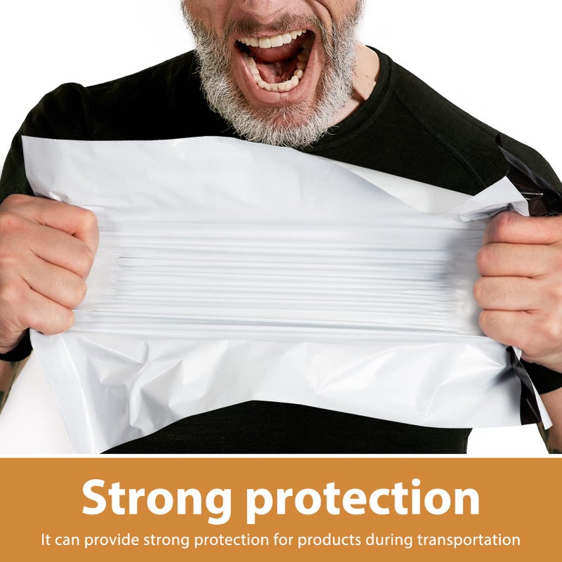 Metronic أكياس شحن بولي ميتروينك 19x24 بوصة 100 قطعة | أكياس شحن كبيرة للملابس، الأعمال الصغيرة | أكياس شحن قوية وسميكة مع لاصق ذاتي | أكياس كبيرة مقاومة للماء وممزقة باللون الأبيض - Image 3