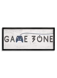 Stupell Industries Game Zone Video Gamer Phrase Rustic Blue Controller, Designed By Daphne Polselli Black Framed Wall Art, 10 X 24, Grey  - Image 1