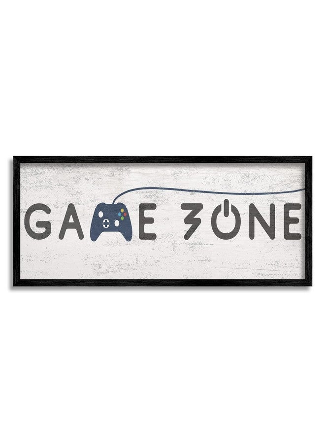 Stupell Industries Game Zone Video Gamer Phrase Rustic Blue Controller, Designed By Daphne Polselli Black Framed Wall Art, 10 X 24, Grey - Image 1