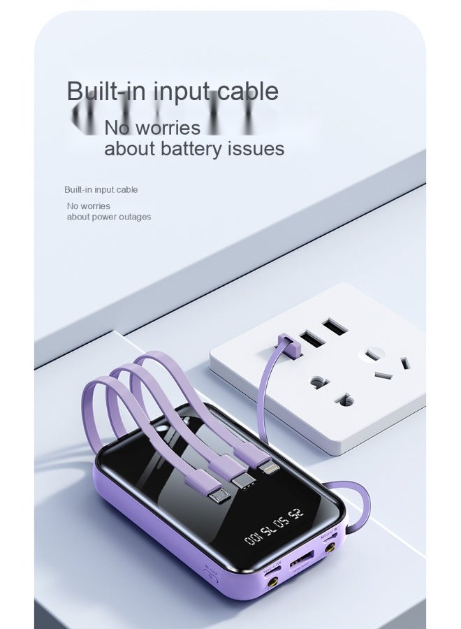 20,000mAh High-Capacity Power Bank with Built-in Cable - Universal Mini Charger for Mobile Phones - Image 4