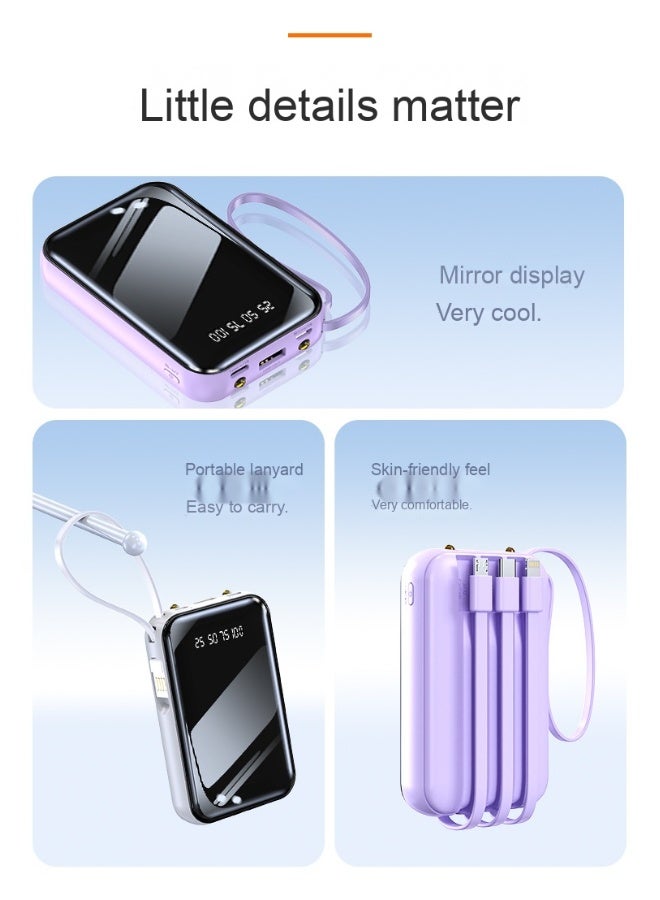 20,000mAh High-Capacity Power Bank with Built-in Cable - Universal Mini Charger for Mobile Phones - Image 5