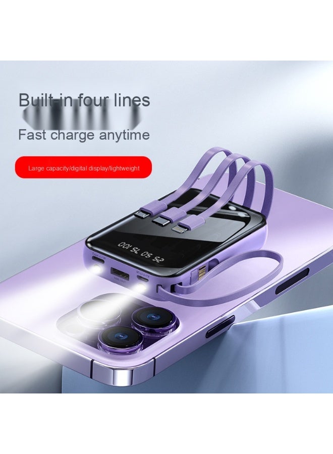 20,000mAh High-Capacity Power Bank with Built-in Cable - Universal Mini Charger for Mobile Phones - Image 3