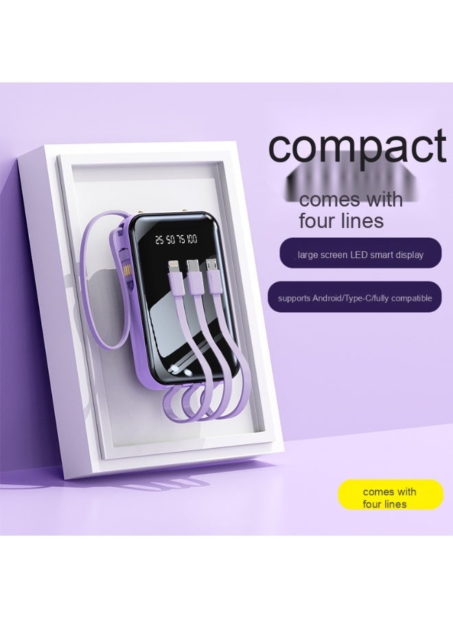 20,000mAh High-Capacity Power Bank with Built-in Cable - Universal Mini Charger for Mobile Phones - Image 2