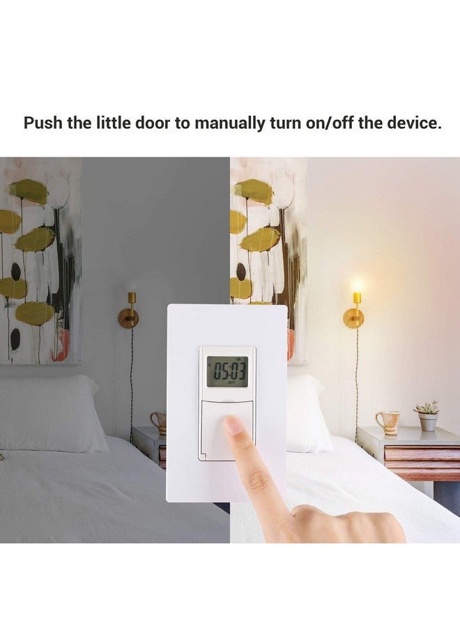 ديوينويلز مفتاح مؤقت حائطي داخلي من DEWENWILS للإضاءة، 7 أيام، 7 إعدادات تشغيل/إيقاف، وضع DST RDM، مؤقت رقمي قابل للبرمجة للإضاءة والمراوح والمحركات، يتطلب سلكًا محايدًا، مدرج في قائمة ETL - Image 4