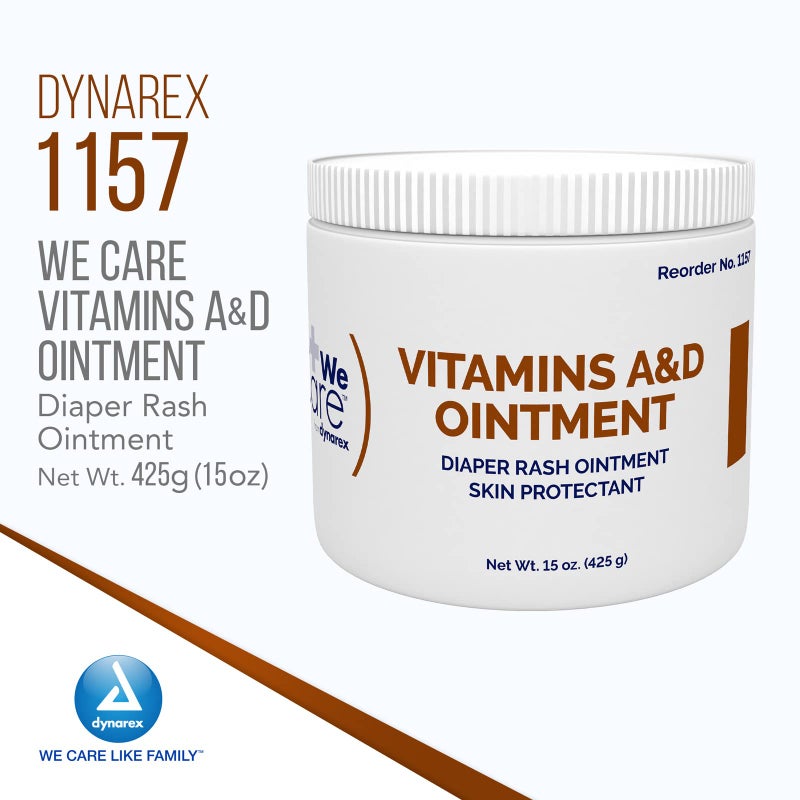 Dynarex Vitamins A & D Ointment, Ointment with Vitamin A and Vitamin D Skin Protectant, for Diaper Rash and Discomfort, White, 15 oz Jar - Image 2