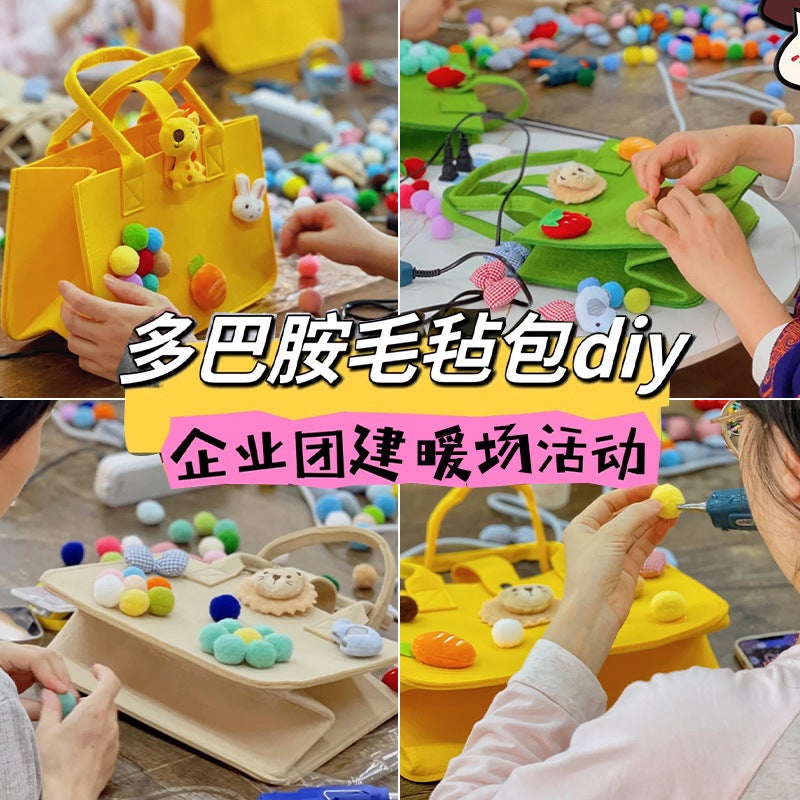 New Cartoon Handbag Felt Bag Accompanying Gift Mummy Bag Baby Hundred Days Banquet Gift Handbag Large Capacity Red - Image 5