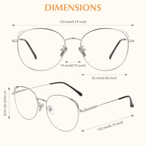 LINVO Classic Fake Glasses Women, Cat Eye Metal Clear Lens Eyeglasses with 100% UV400 Protection - Image 5
