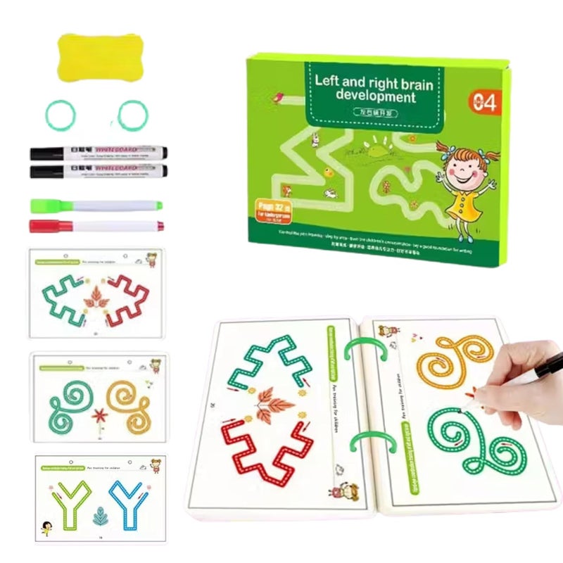 RATAVA Reusable Magic Tracing Workbook for Kids (Ages 3–8) |Practice Letters, Numbers, Shapes Lines with Disappearing Ink |Preschool Handwriting Pen Control Learning Book (32 Pages, 4 markers) - Image 2