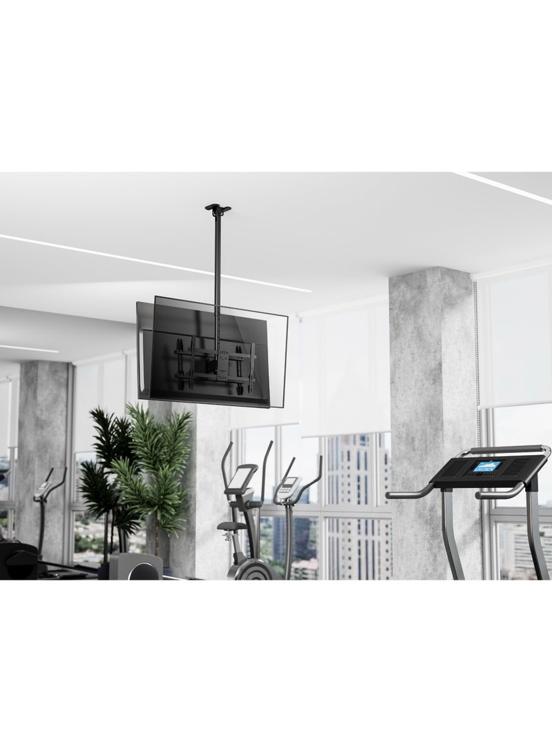 Skill Tech SH 44C Ceiling Mount for 26"-75" LED LCD Screens, VESA 400x400, Adjustable Drop 970–1470mm, 50kg Load Capacity – Black - Image 4