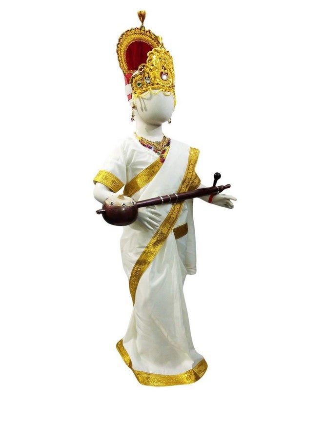 BookMyCostume BookMyCostume Sarasvati MATA Hindu Goddess Girls & Adults Fancy Dress Costume with Sitar Adults S-M  - Image 3