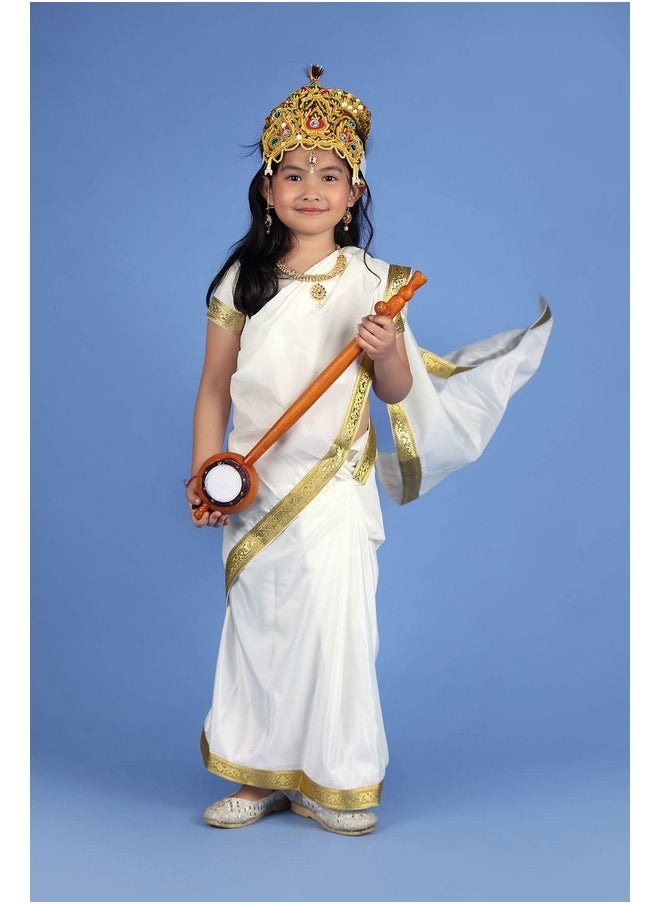 BookMyCostume BookMyCostume Sarasvati MATA Hindu Goddess Girls & Adults Fancy Dress Costume with Sitar Adults S-M  - Image 2