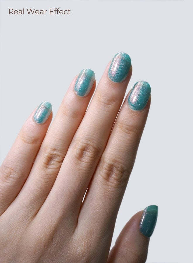 Beaolata Real Gel Nail Strips (No UV Light Needed) - 44Pcs Salon Quality Nail Stickers - Long Lasting Polish Wraps for Women, Easy Apply & Remove (Paraiba Tourmaline) - Image 3