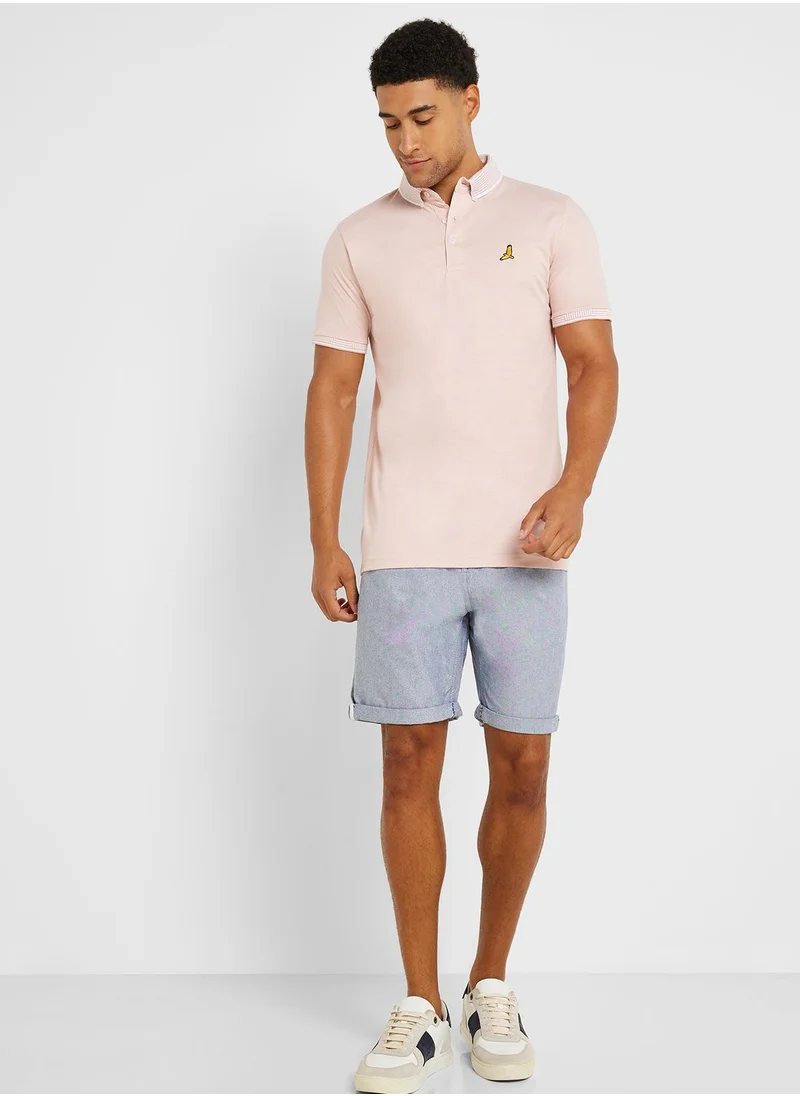 BRAVE SOUL Oxford Cotton Shorts With Belt