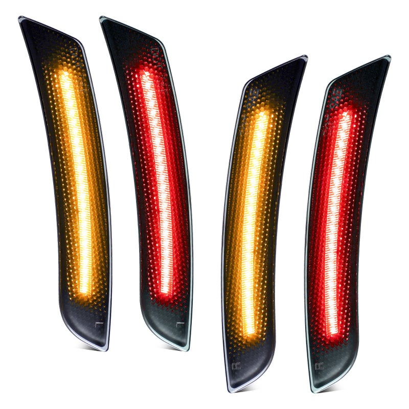 Partsam Smoked Lens LED Side Marker Lights Front Rear Bumper Side Marker Lamps Reflectors Compatible with Camaro 20162021Pack of 4 2 x Amber 2 x Red