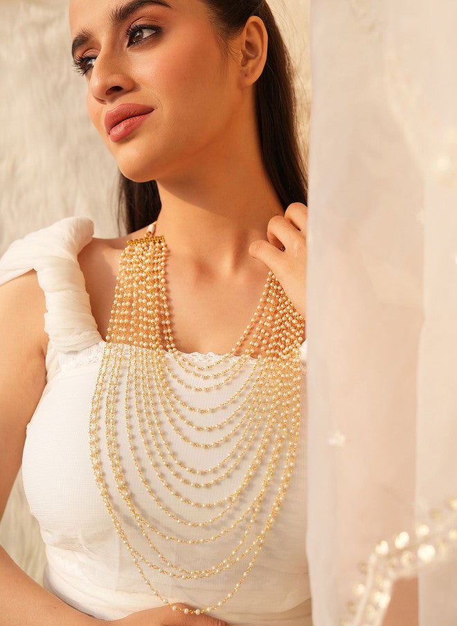 Binnis Wardrobe Gold-Plated Pearl Beaded Layered Necklace - Image 5