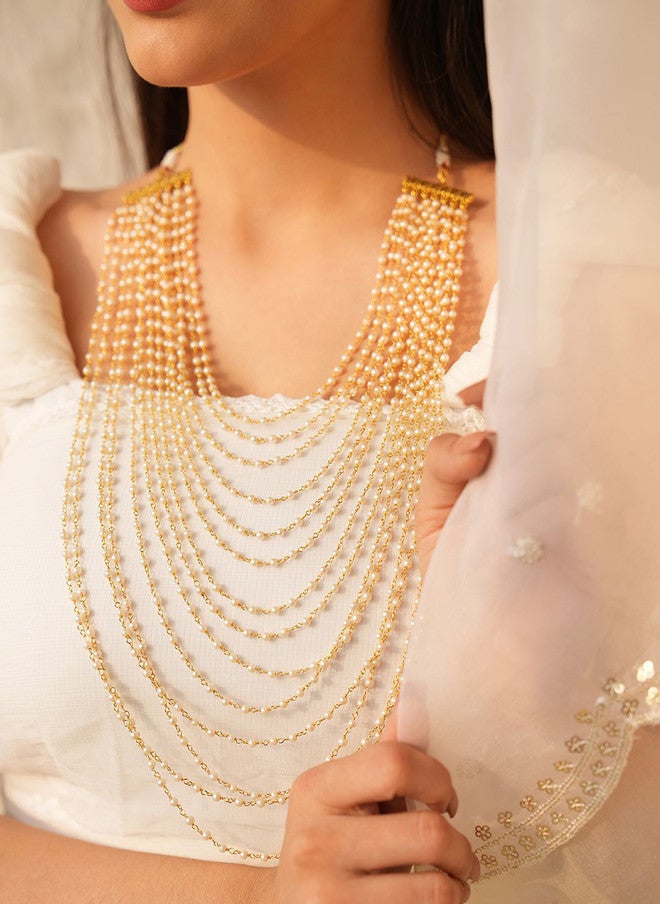 Binnis Wardrobe Gold-Plated Pearl Beaded Layered Necklace - Image 2