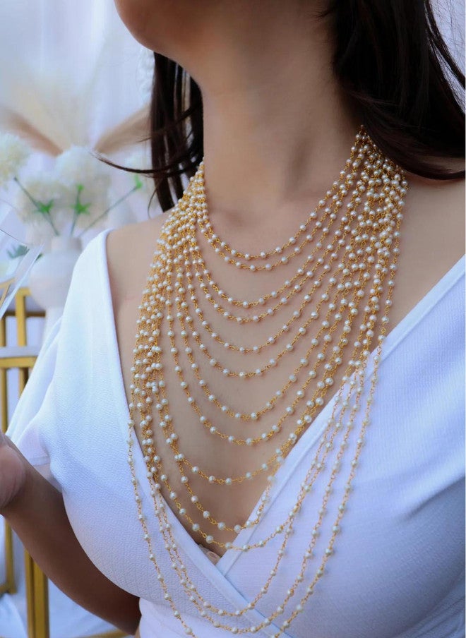 Binnis Wardrobe Gold-Plated Pearl Beaded Layered Necklace - Image 1
