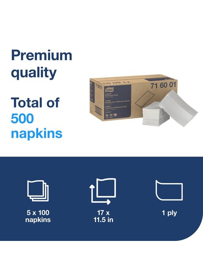 Tork LinStyle Valet Guest Towel White, 1/6 Fold, 5 x 100 Towels, 716001 - Image 2