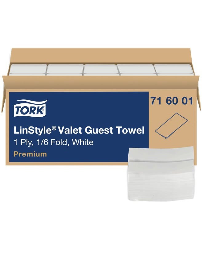 Tork LinStyle Valet Guest Towel White, 1/6 Fold, 5 x 100 Towels, 716001 - Image 1