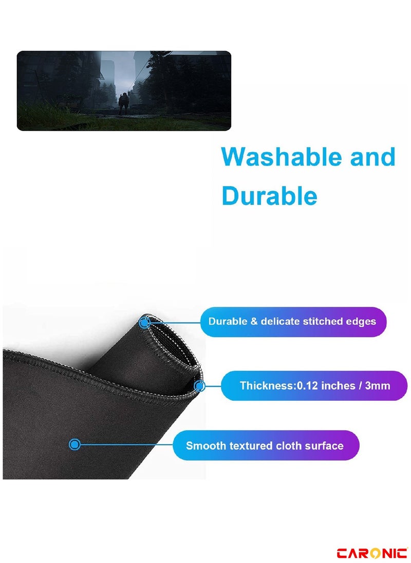 CARONIC - Large Gaming Mouse Pad with Superior Micro Weave Cloth Extended Desk Mousepad with Stitched Edges Non-Slip Base Water Resist Keyboard Pad For Gamer And Office Home TLO 244 - Image 1