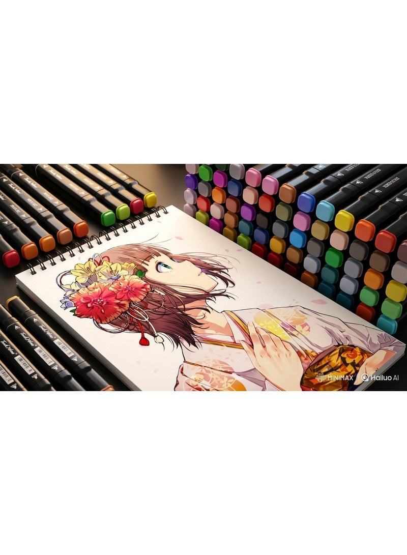 80 Colors Professional Twin Tip Alcohol Art Markers Set with Storage Bag Graphic Manga Design Pens for Artists & Illustrators - Image 5