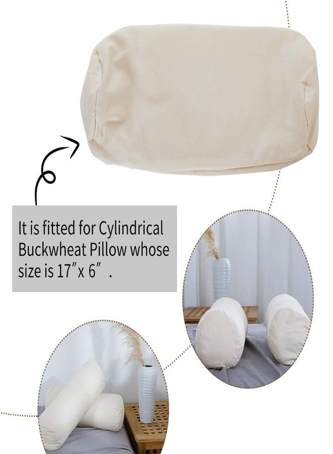 Lofe Organic Cotton Pillow Case - One Pack 17''×6'' Cylindrical Pillow Cover - 300 TC Thread Count - Soft and Breathable - Off White - Image 2