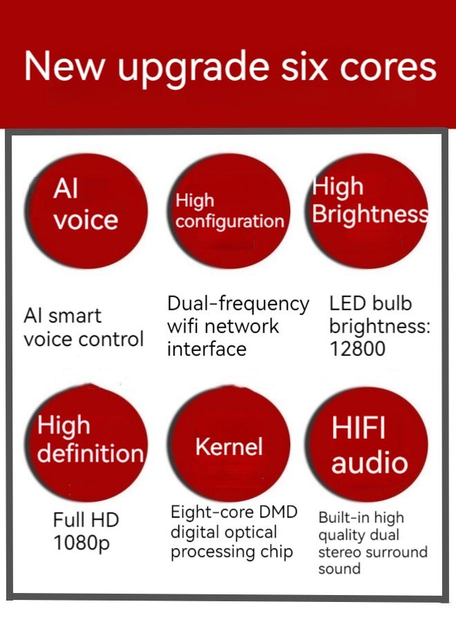 Home Office HD 1080p Mobile Phone Screen WiFi Wireless LED Smart Projector  - Image 2