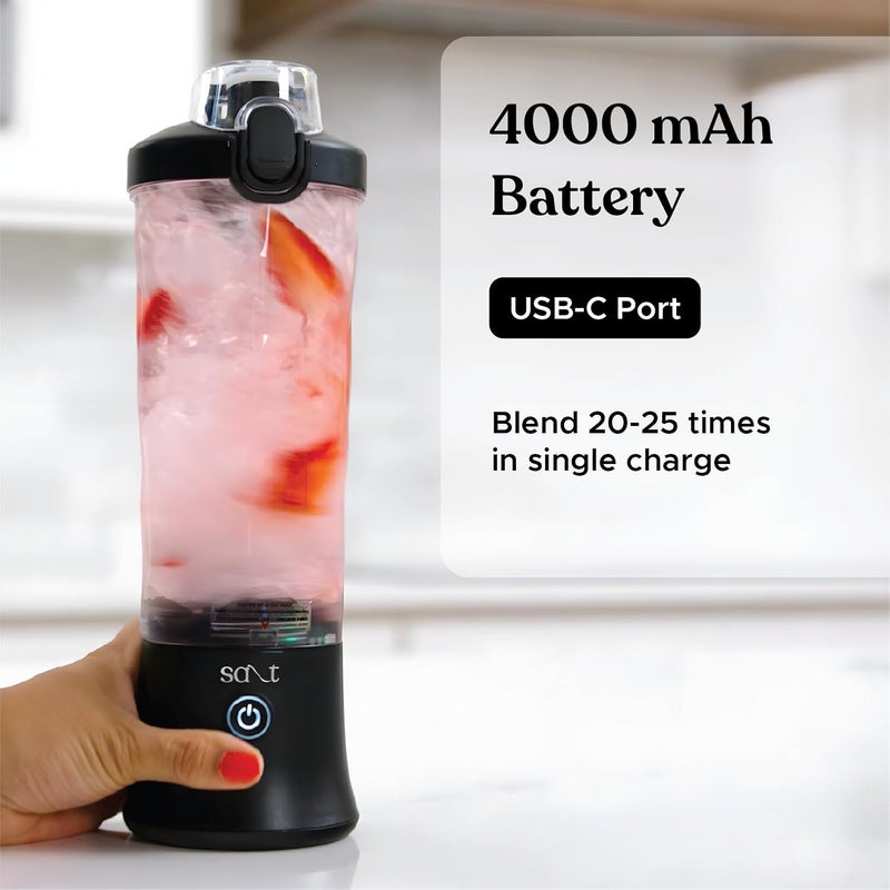 Salt PureBlend Ultra Portable Blender for Smoothies Protein Shakes Crushing Ice 4000 mAh Battery USBC Rechargeable 230W Motor with Turbo Mode 600ml Black - Image 3