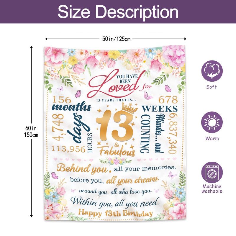 Ruvinzo 13 Year Old Girl Gift Ideas  Gifts for 13 Year Old Girl  13th Birthday Gifts for Girls  Teen Girl Age 13 Birthday Gift Ideas  Best Birthday Gift Blanket 60  x 50  for 13 + Year Old Girl - Image 3